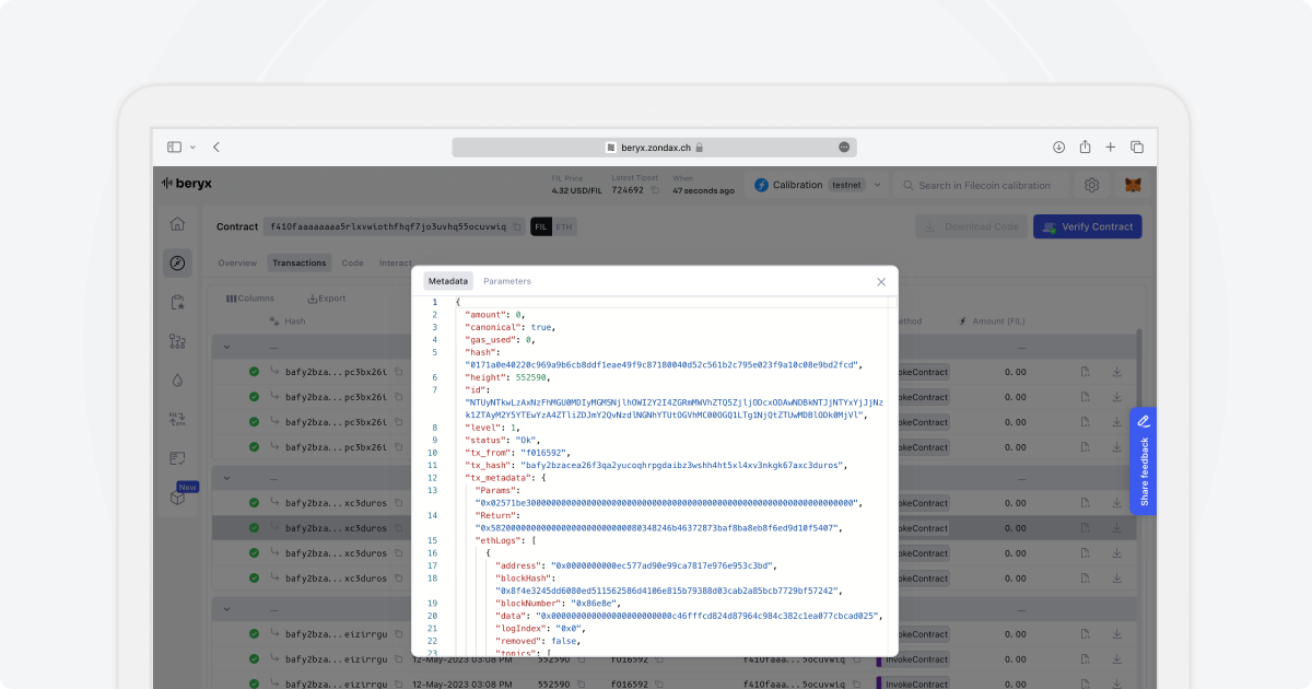 Image 10 - Transaction Metadata and Parameters